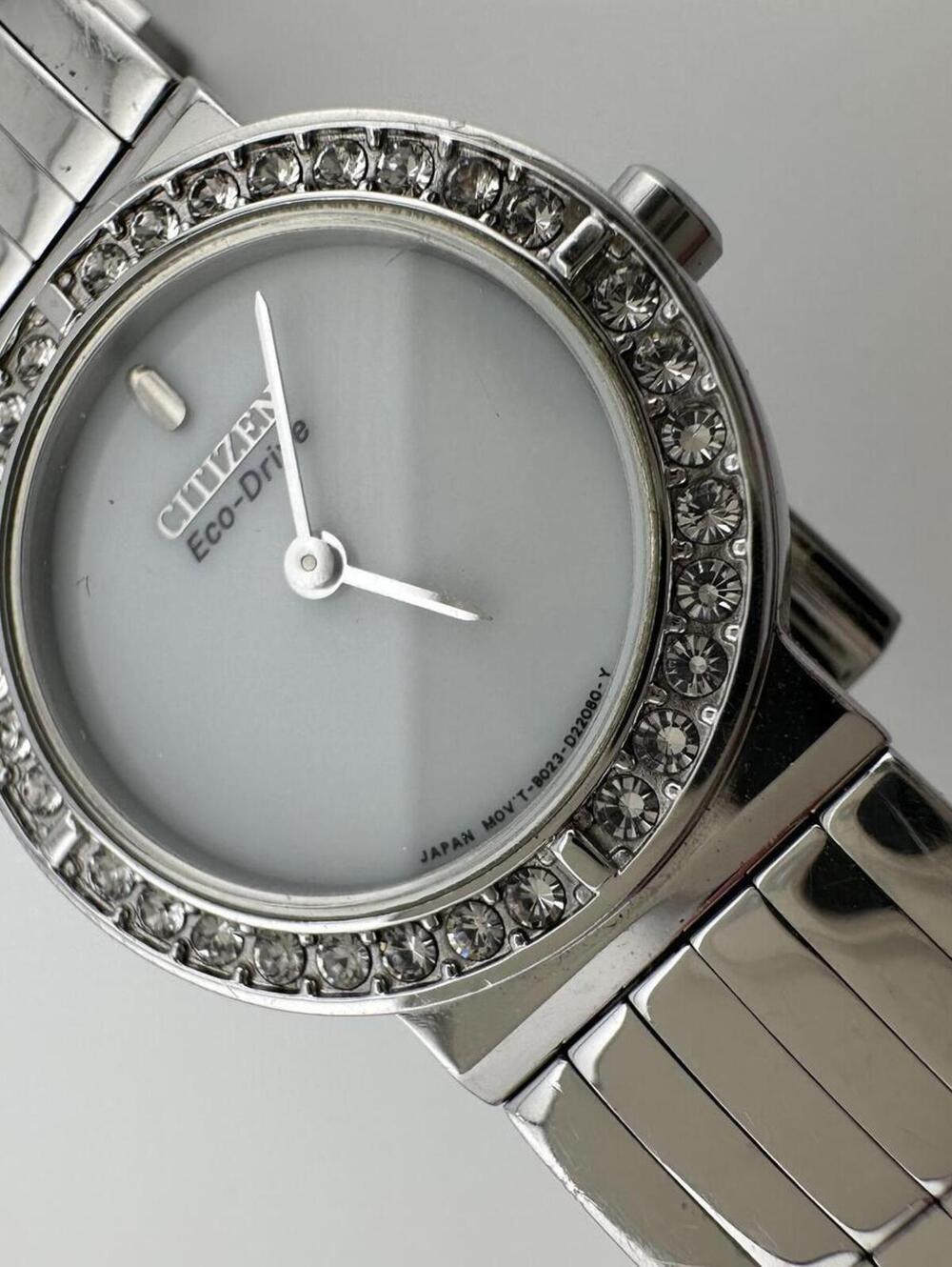 Citizen Eco Drive Women’s Crystal Bezel Watch Silver Tone Not Running